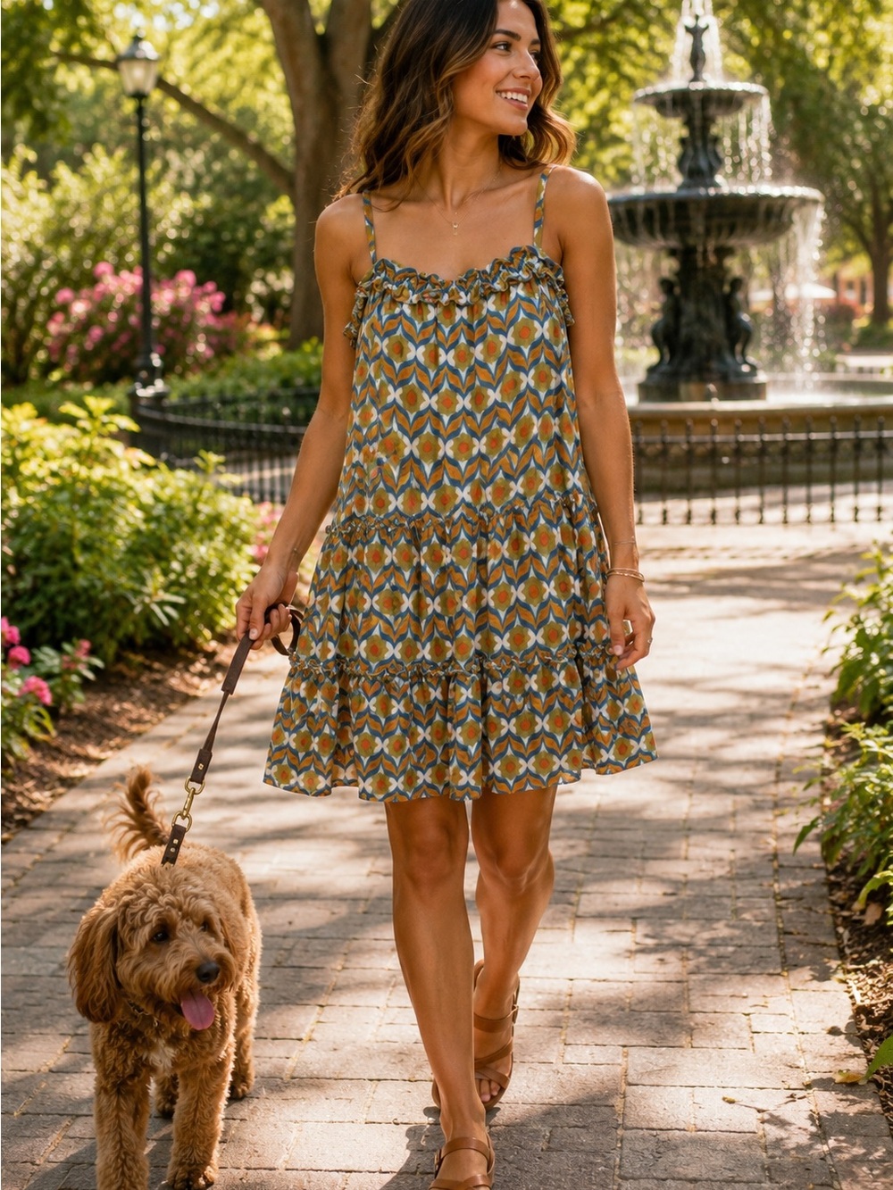 a.n.a. A New Approach Rayon/Linen Blend Tiered Sundress Small Boho Resort